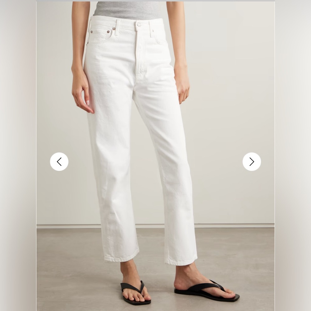 Agolde White 90's Pinch Waist High Rise Straight Jeans